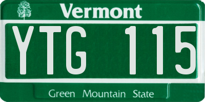 VT license plate YTG115