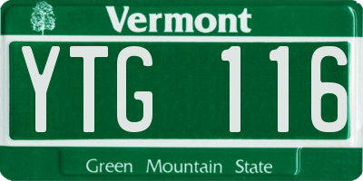 VT license plate YTG116
