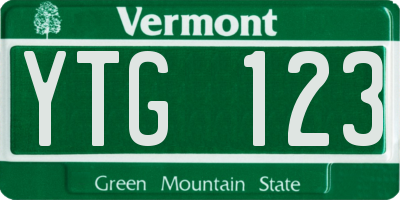 VT license plate YTG123
