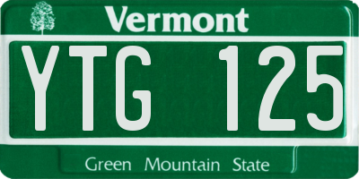 VT license plate YTG125