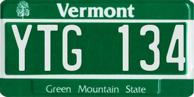 VT license plate YTG134