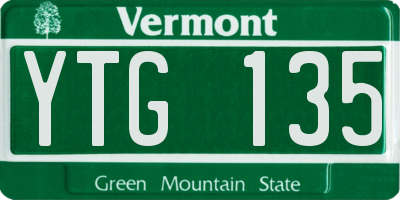 VT license plate YTG135