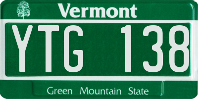 VT license plate YTG138