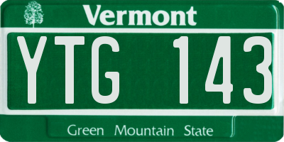 VT license plate YTG143