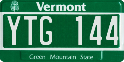 VT license plate YTG144