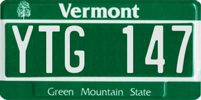 VT license plate YTG147