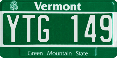 VT license plate YTG149