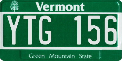 VT license plate YTG156