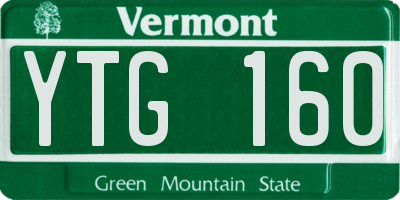 VT license plate YTG160