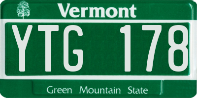 VT license plate YTG178