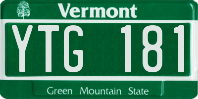VT license plate YTG181