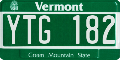 VT license plate YTG182