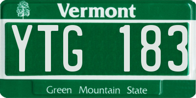VT license plate YTG183