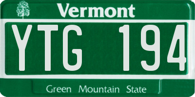 VT license plate YTG194