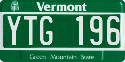 VT license plate YTG196