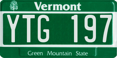 VT license plate YTG197