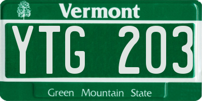 VT license plate YTG203