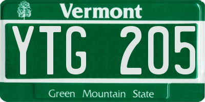 VT license plate YTG205