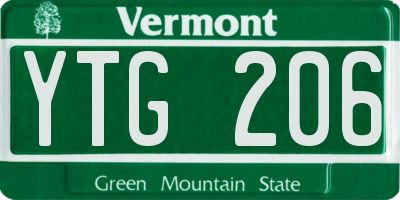 VT license plate YTG206