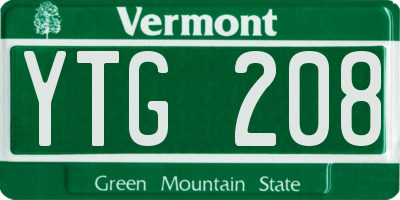 VT license plate YTG208