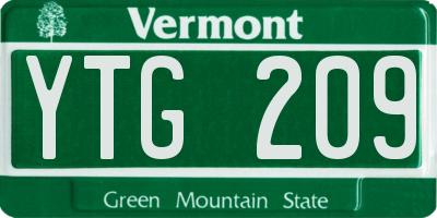 VT license plate YTG209