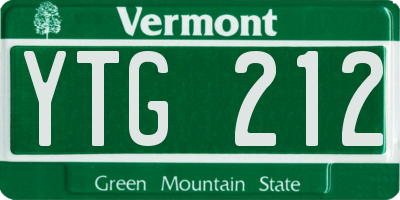 VT license plate YTG212