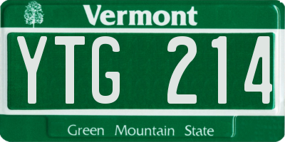 VT license plate YTG214