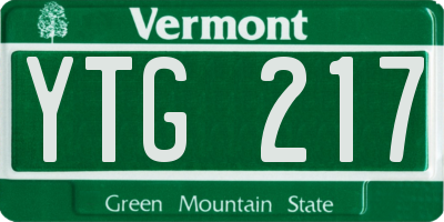 VT license plate YTG217