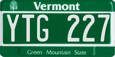 VT license plate YTG227
