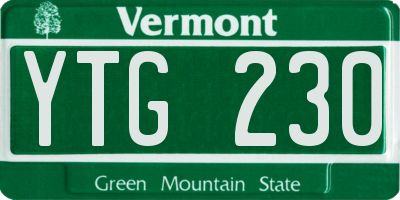VT license plate YTG230
