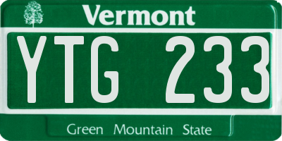 VT license plate YTG233