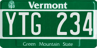 VT license plate YTG234