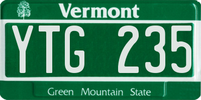 VT license plate YTG235