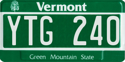 VT license plate YTG240