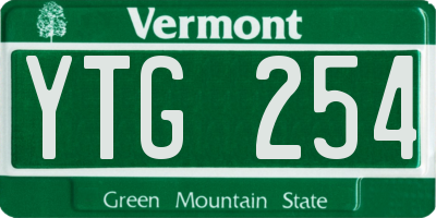 VT license plate YTG254