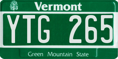 VT license plate YTG265