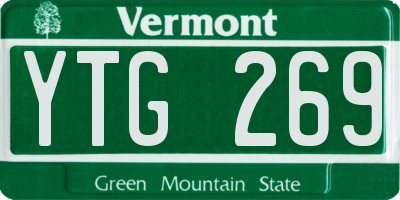 VT license plate YTG269