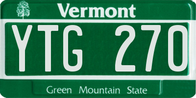 VT license plate YTG270
