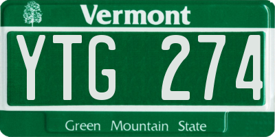 VT license plate YTG274
