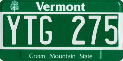 VT license plate YTG275