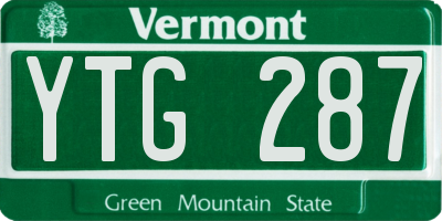 VT license plate YTG287