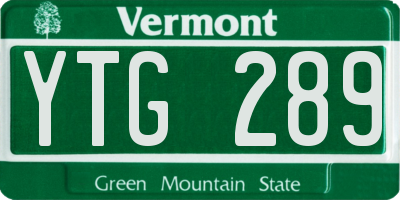 VT license plate YTG289