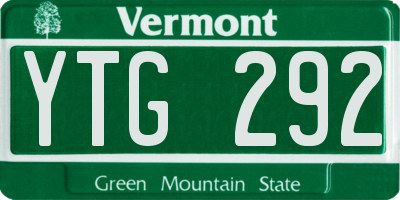 VT license plate YTG292