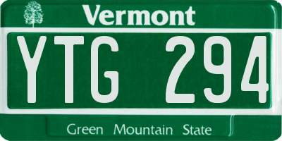 VT license plate YTG294