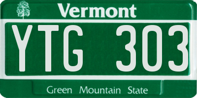 VT license plate YTG303