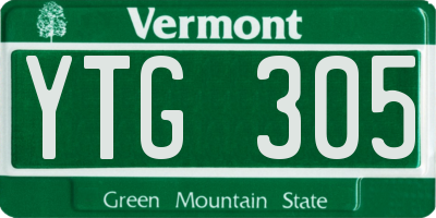 VT license plate YTG305