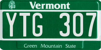 VT license plate YTG307