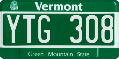 VT license plate YTG308