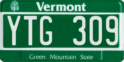 VT license plate YTG309