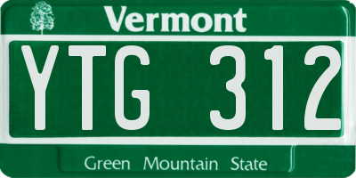 VT license plate YTG312